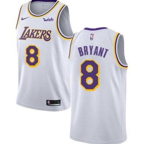 Men's Los Angeles Lakers #8 Kobe Bryant White NBA Stitched Jersey Men's Los Angeles Lakers #8 Kobe Bryant White NBA Stitched Jersey